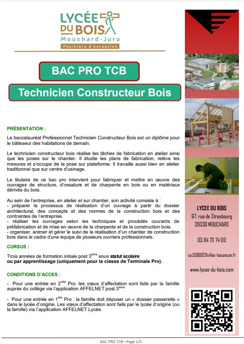 Plaquette BAC PRO TCB